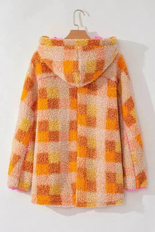 Zesty Check Sherpa Hooded Jacket-1