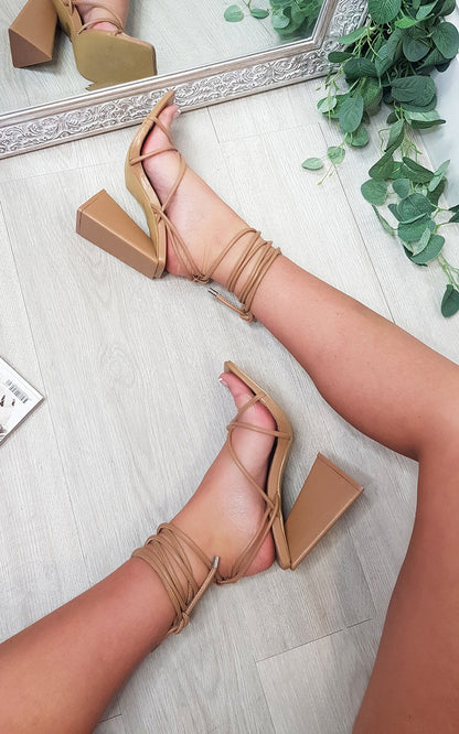 Strappy Lace Block High Heels-6