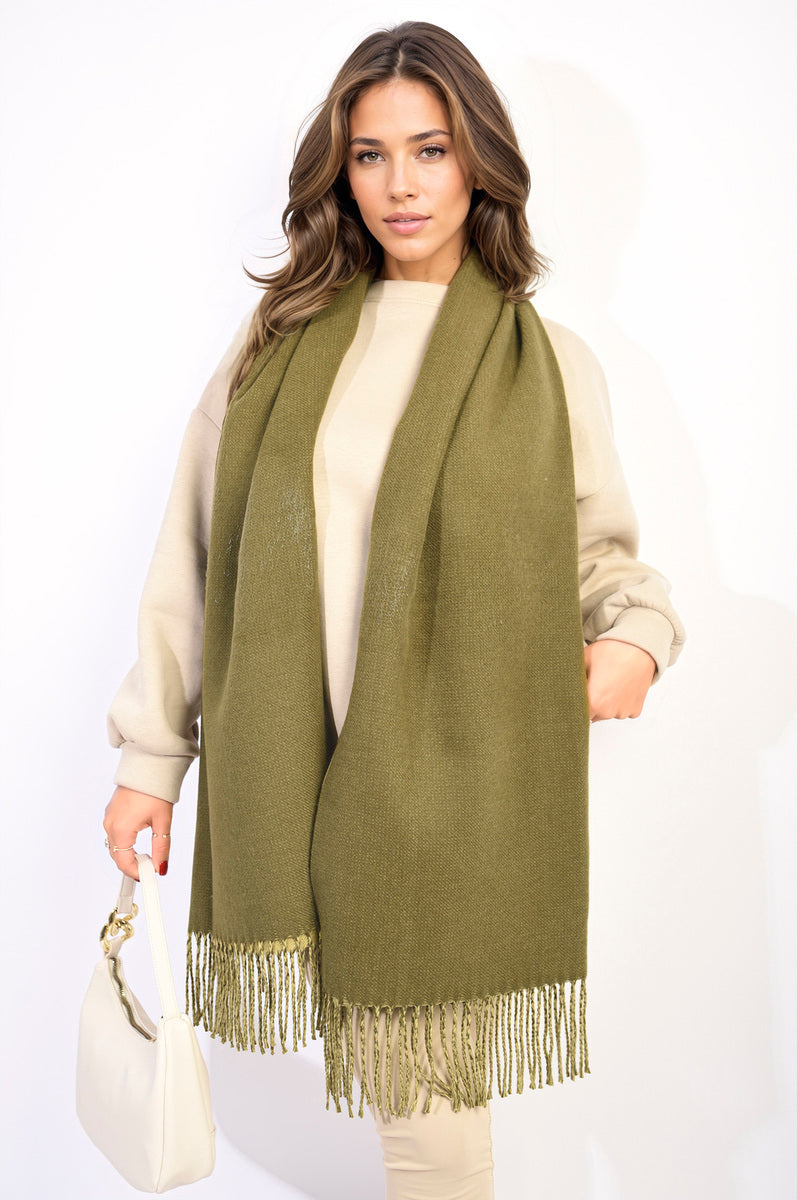 Winter Oversized Scarf with Tassel-2