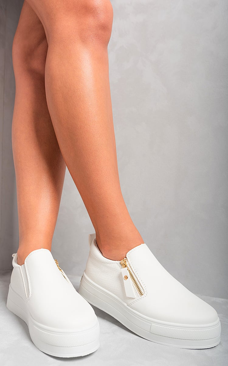 Zipper Decor Slip On Trainers-2