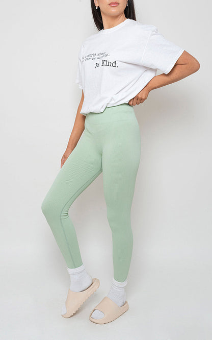 Lightweight High Waisted Rib Curvy Leggings-11