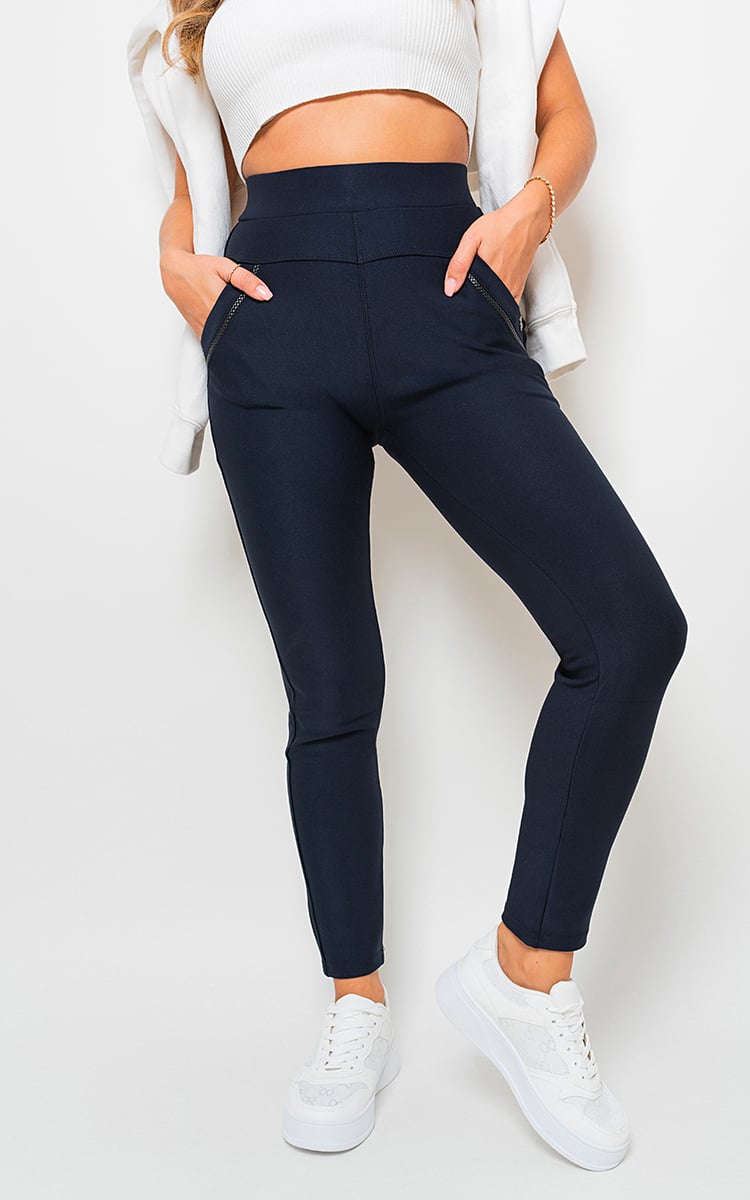 High Waist Double Band Pocket Leggings-4