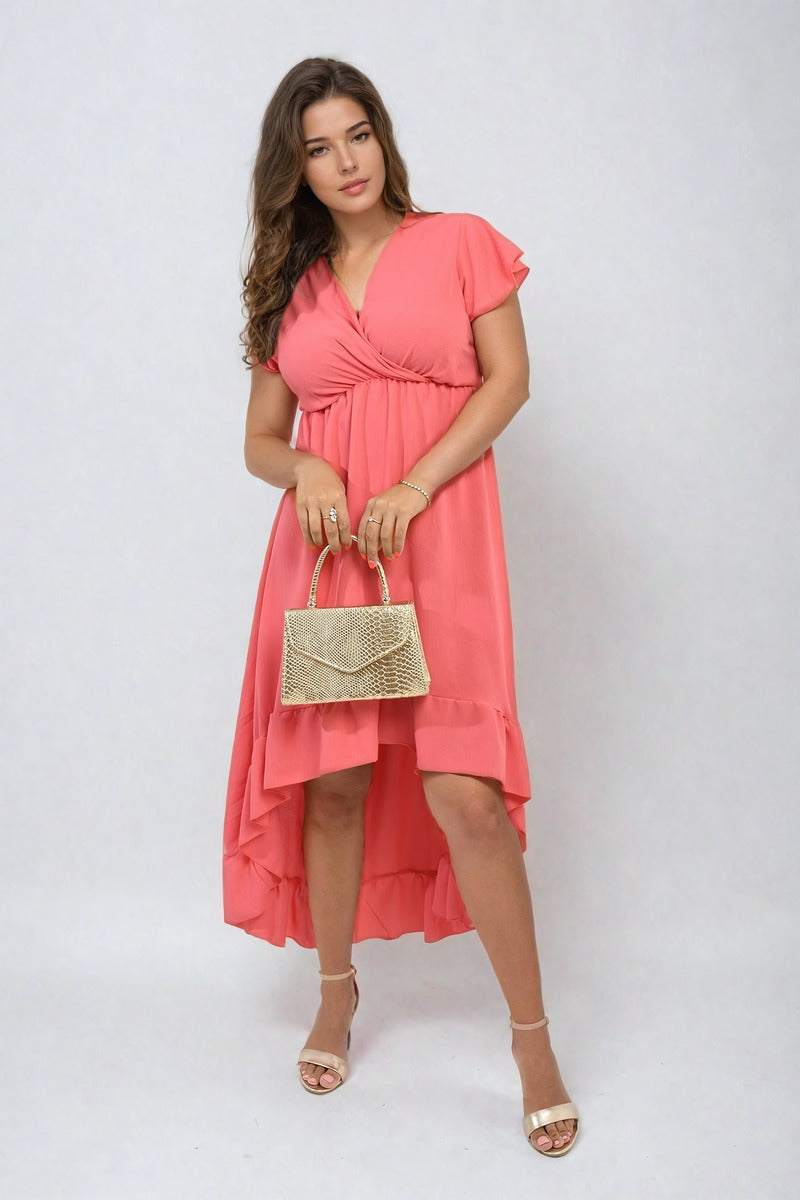 High Low Ruffle Hem Maxi Dress-7