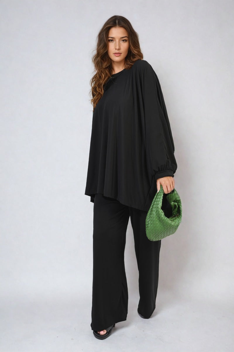 Oversized Long Sleeve Top and Wide Leg Co-ord Set-5