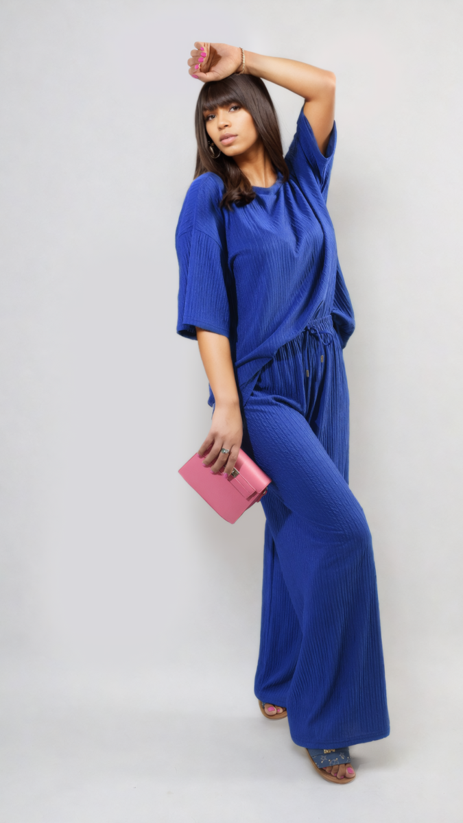Ribbed Oversized Top and Drawstring Wide Leg Trouser Co-ord Set-8