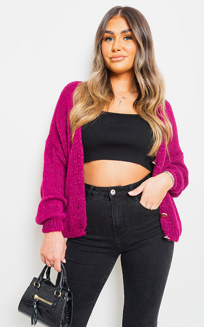 V-Neck Button Down Knitted Cardigan-11