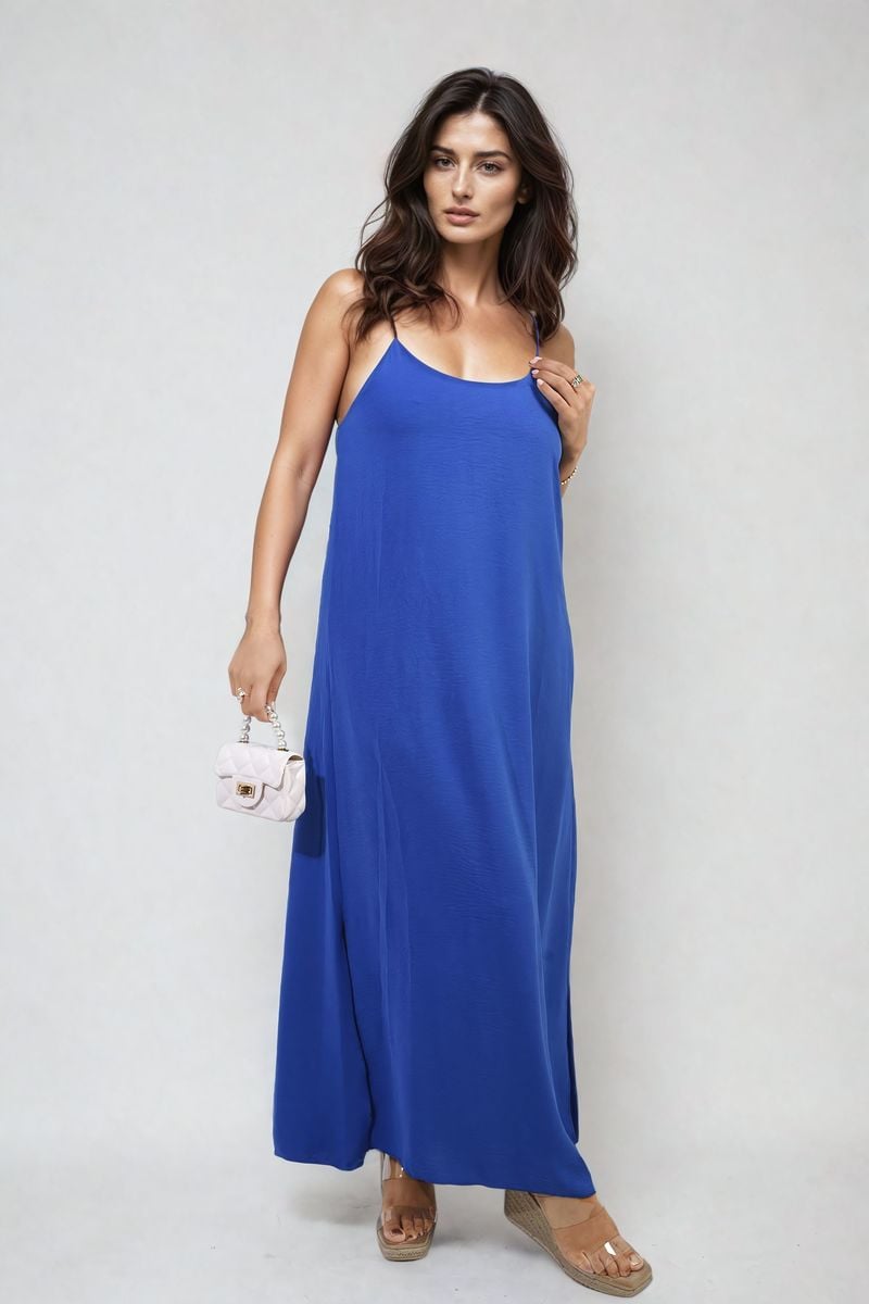 Spaghetti Strap Side Slit Maxi Dress-13