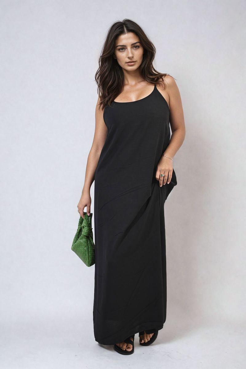 Spaghetti Strap Side Slit Maxi Dress-8