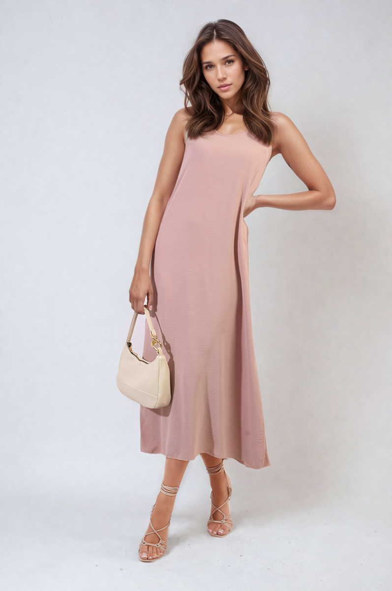 Spaghetti Strap Side Slit Maxi Dress-15