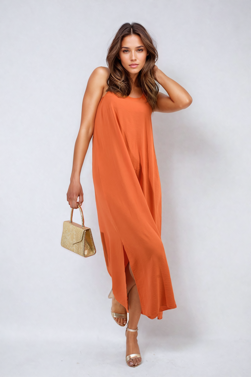 Spaghetti Strap Side Slit Maxi Dress-2