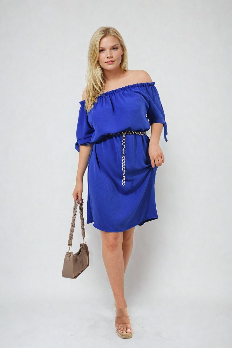 Knot Cuff Off Shoulder Mini Dress-12