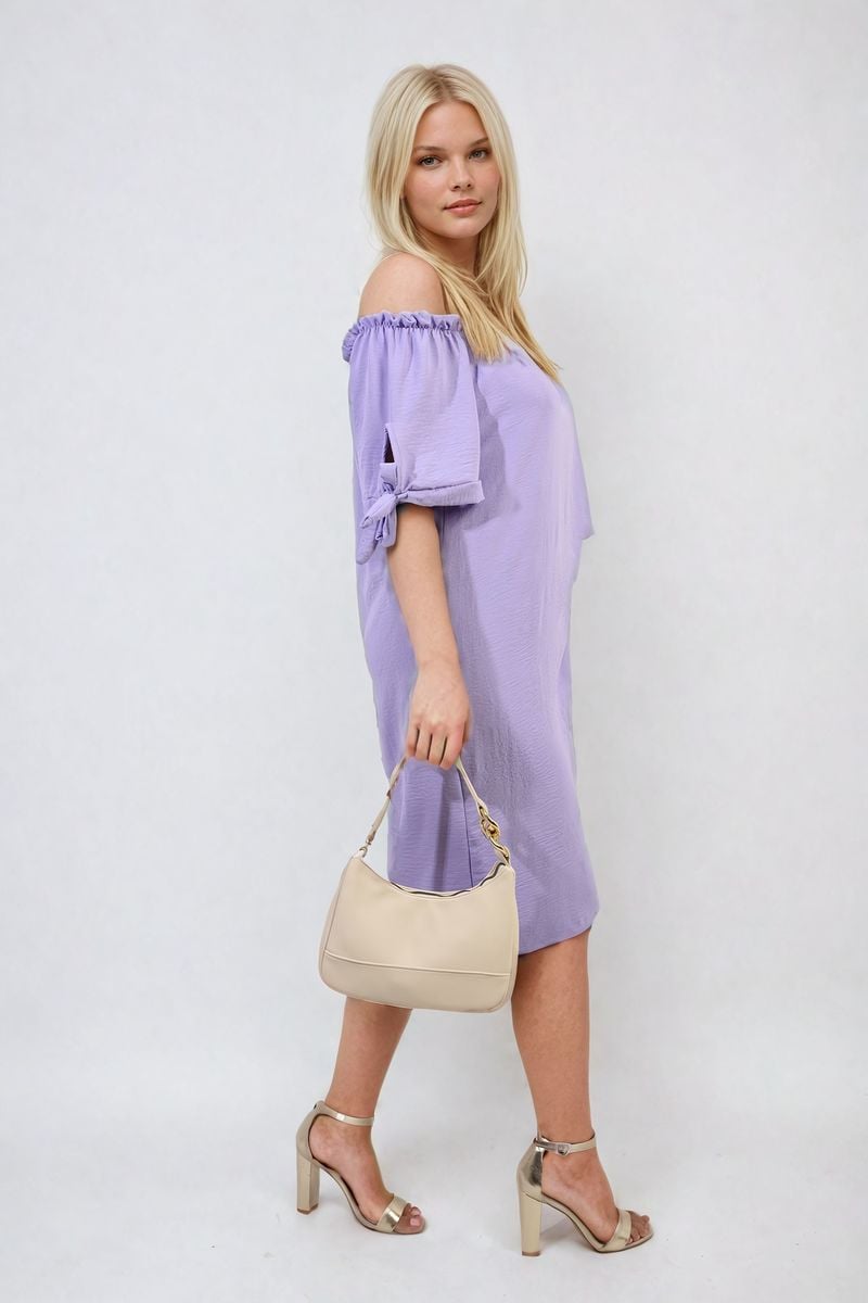 Knot Cuff Off Shoulder Mini Dress-4