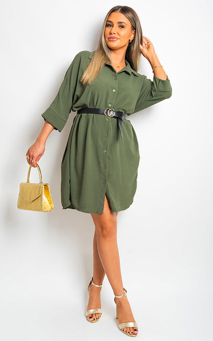 Collared Button Down Mini Dress-5