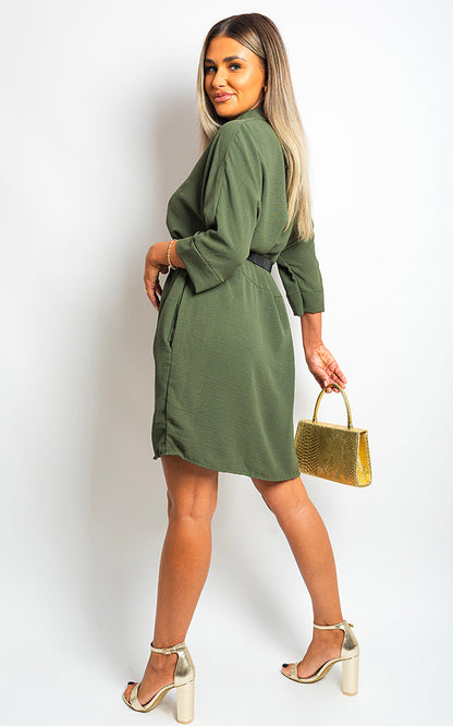 Collared Button Down Mini Dress-4
