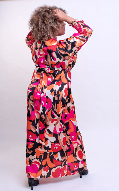 Wrap Front Printed Midi Dress-6