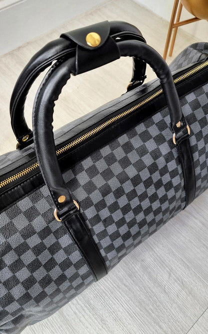 Checked Print Overnight Bag-4