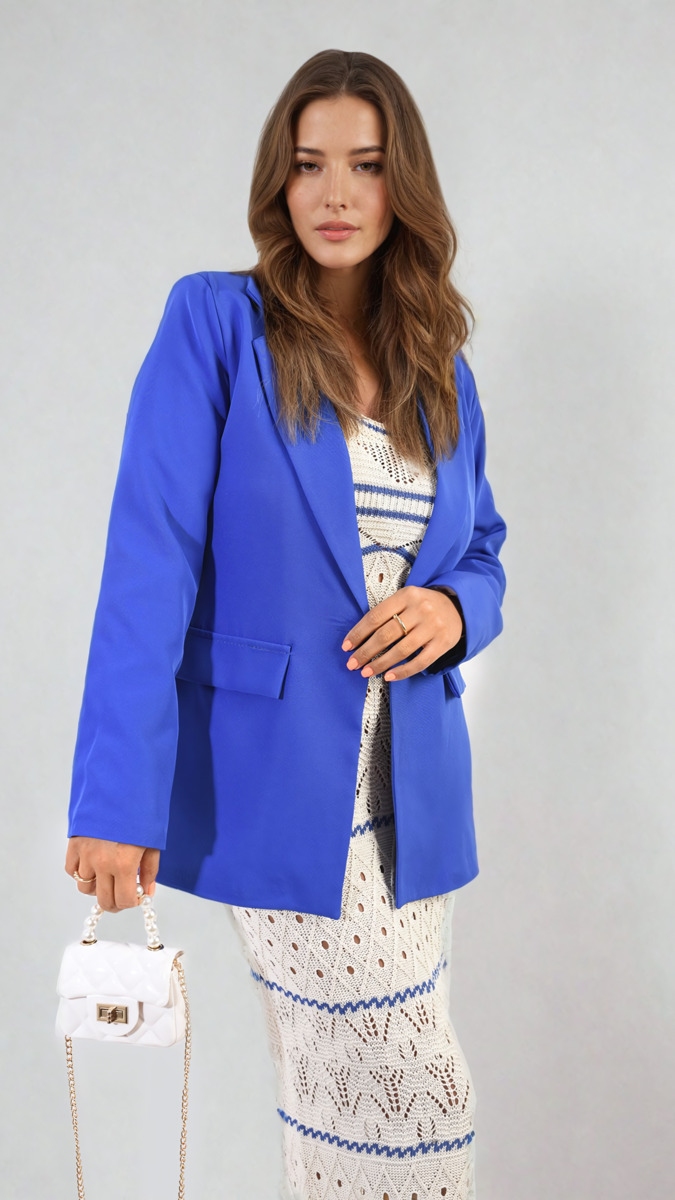 Open Front Oversized Casual Blazer-4