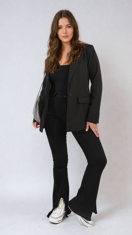 Open Front Oversized Casual Blazer-10