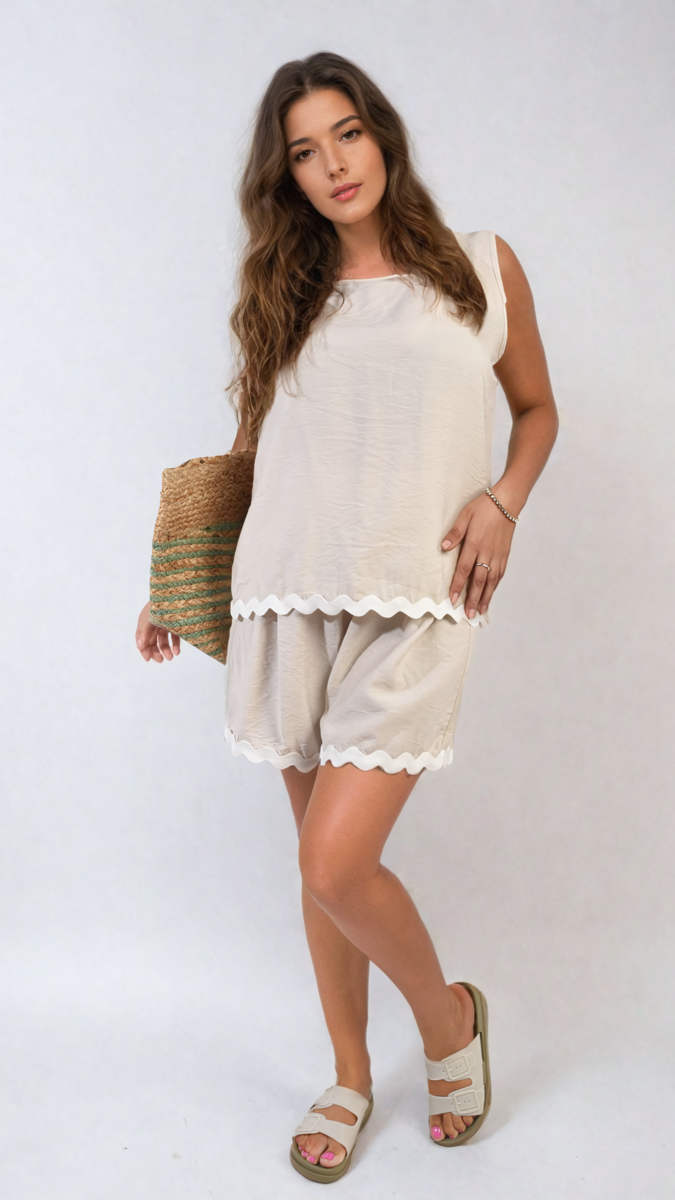 Scallop Hem Top and Short Co-ord Set-5