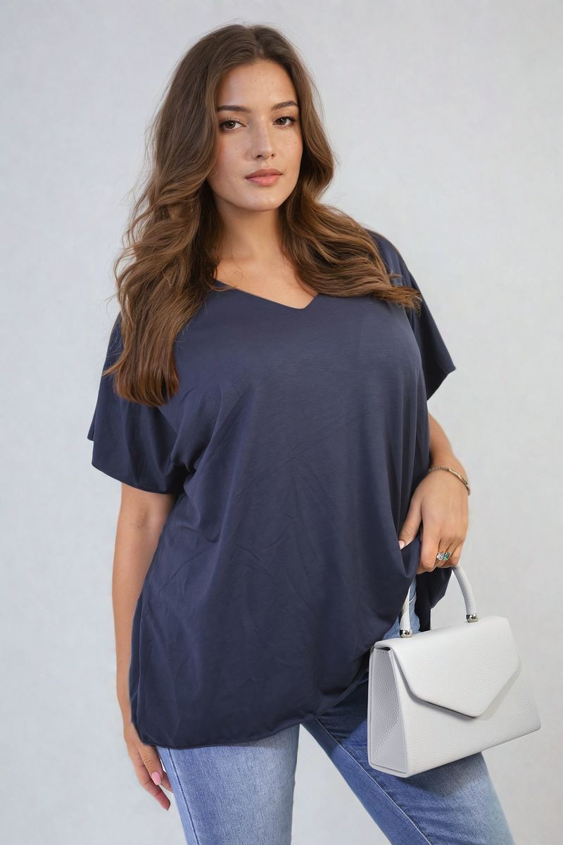 Short Sleeve V-Neck Loose Top-11