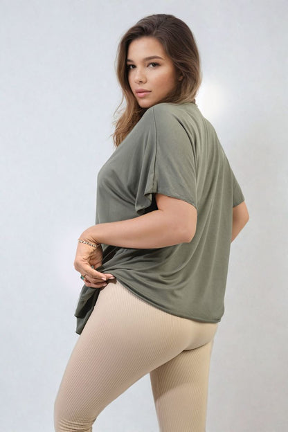 Short Sleeve V-Neck Loose Top-1