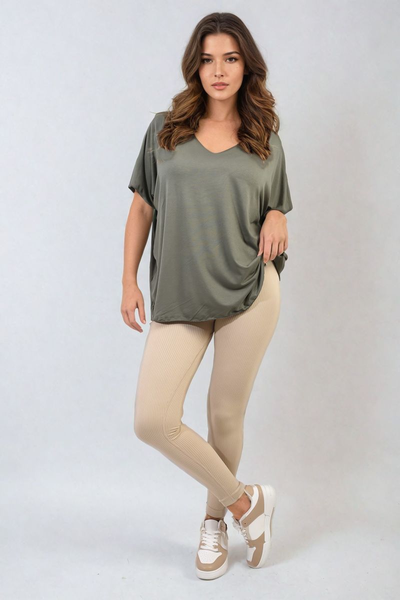 Short Sleeve V-Neck Loose Top-3