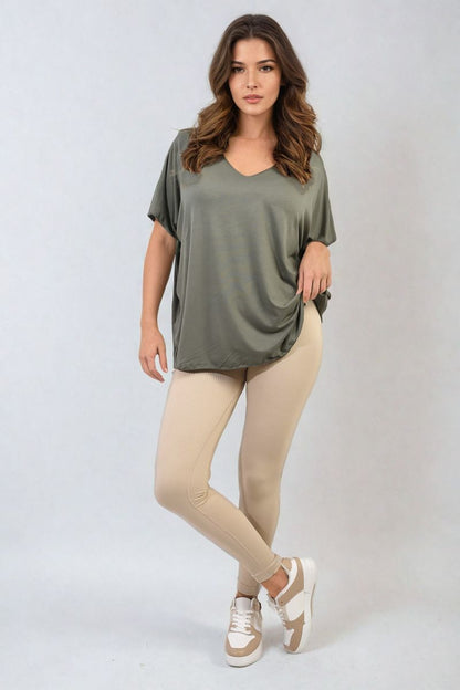 Short Sleeve V-Neck Loose Top-3