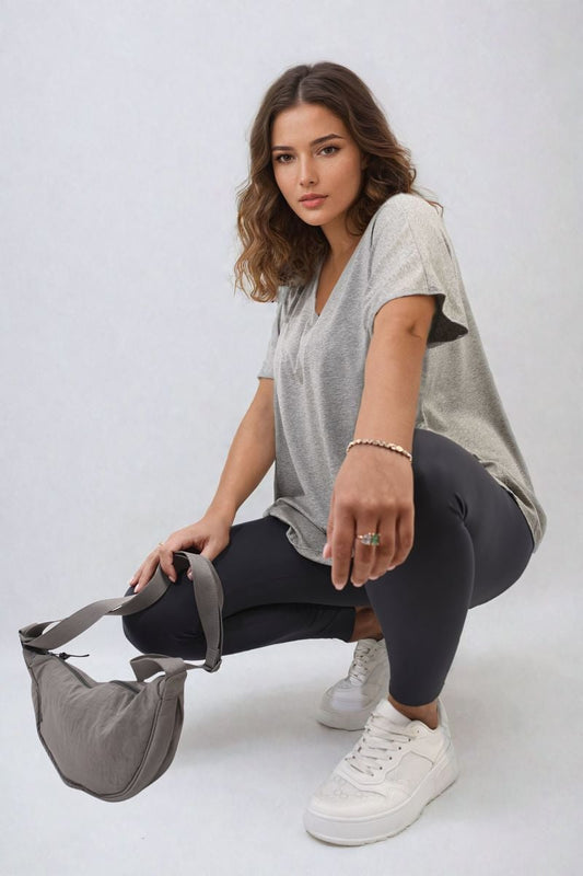 Short Sleeve V-Neck Loose Top-10