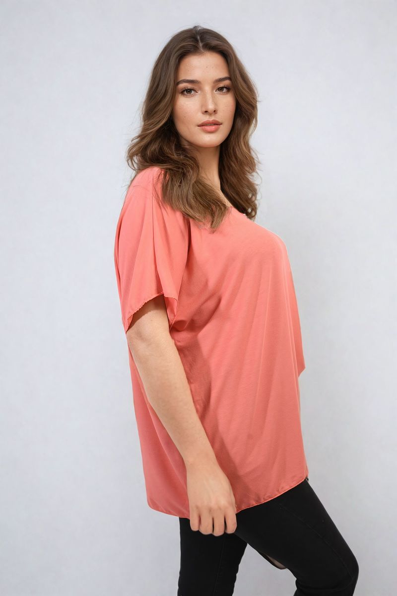 Short Sleeve V-Neck Loose Top-8