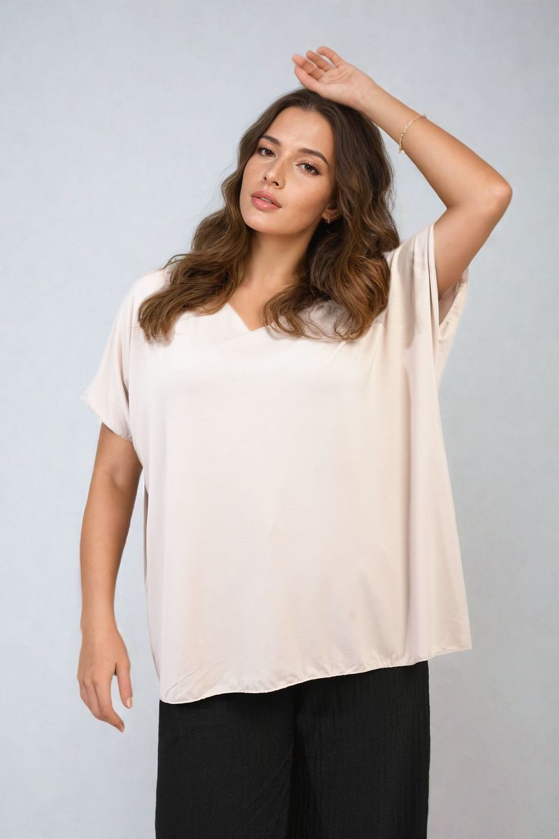 Short Sleeve V-Neck Loose Top-6