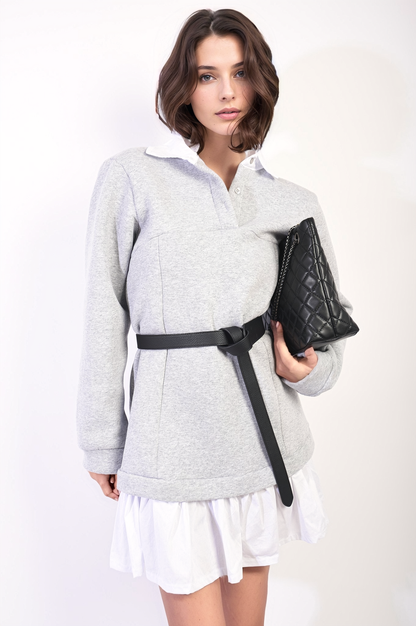 Collared Long Sleeve Mini Dress-5