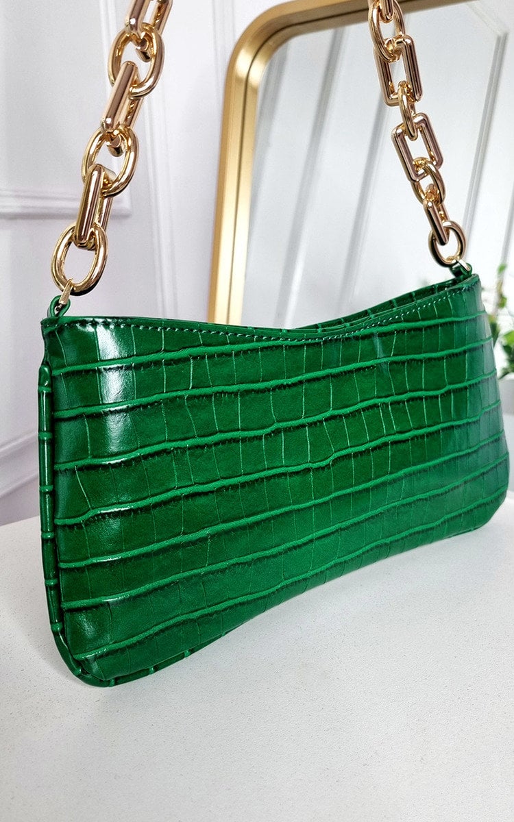 Faux Leather Chain Detail Handbag-5