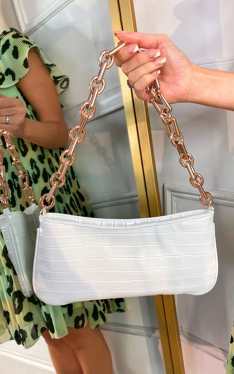 Faux Leather Chain Detail Handbag-3
