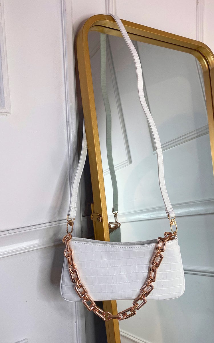 Faux Leather Chain Detail Handbag-4