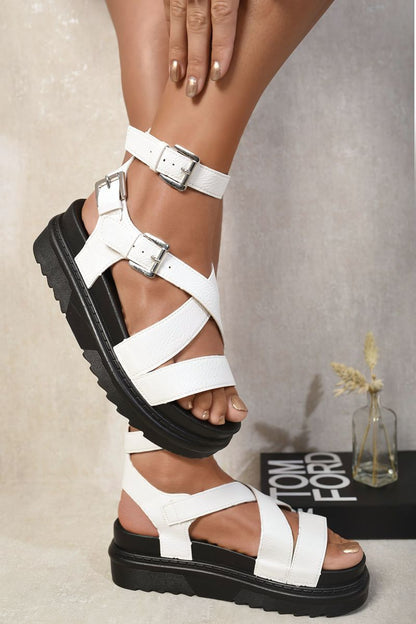 Criss Cross Ankle Strap Chunky Sandals-1