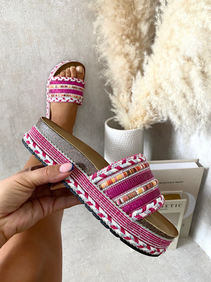 Thick Wedge Heel Braided Platform Sandals-4