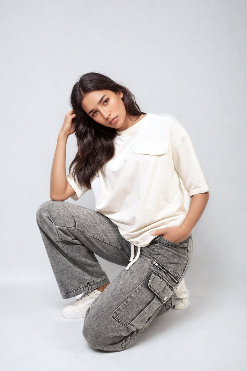 Multi Pockets Drawstring Cargo Jeans-4