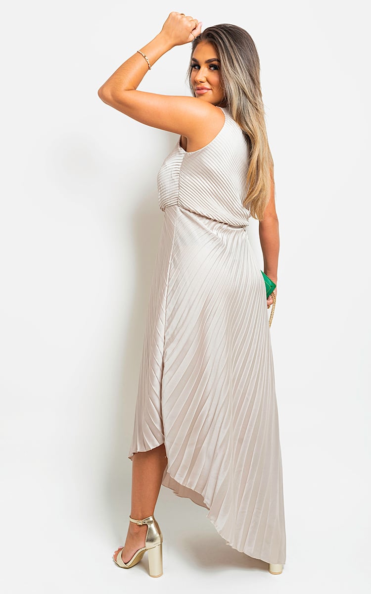 One Shoulder Cut Out Pleated Party Dress-7