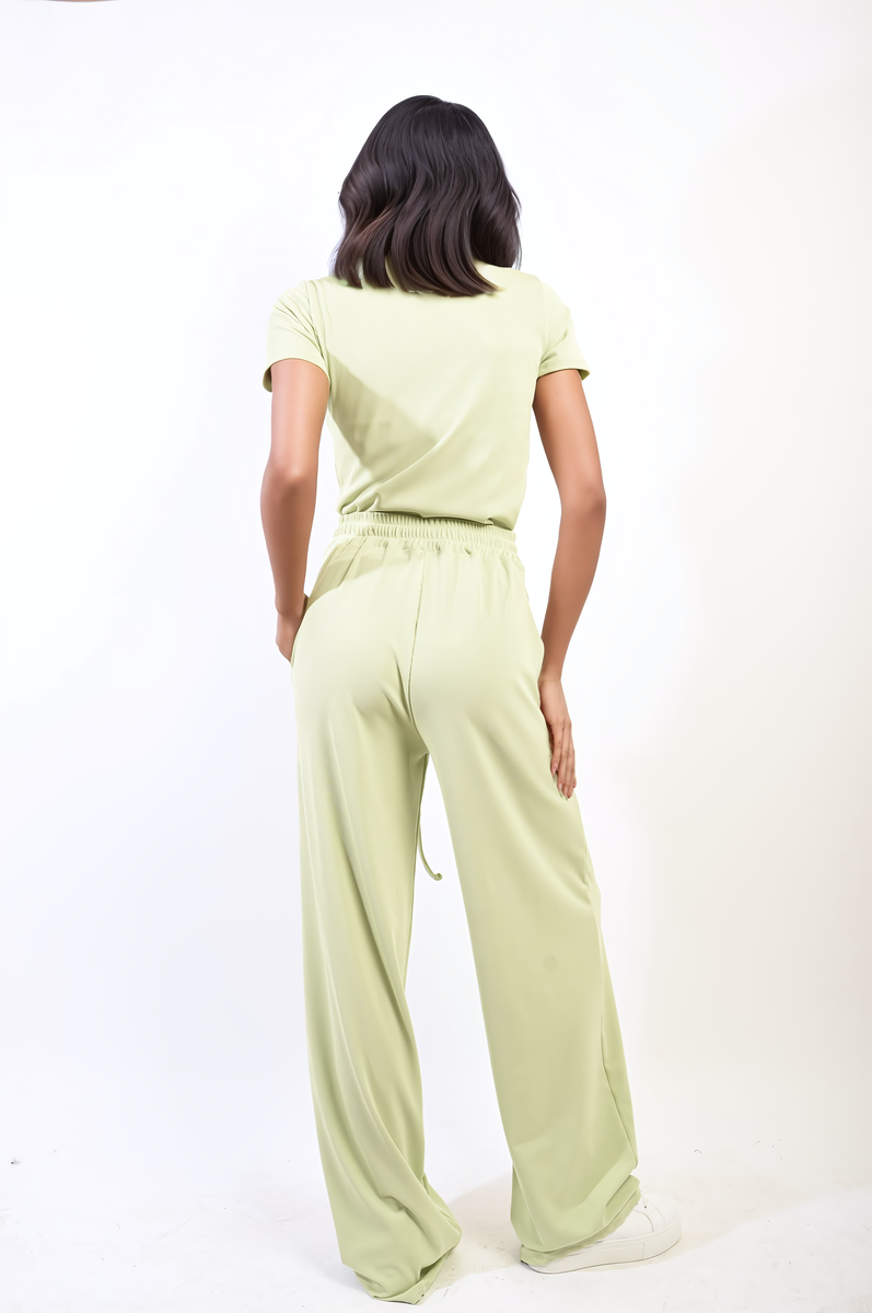 Short Sleeve BodySuit and High Waist Drawstring Trouser Co-ord Set-2