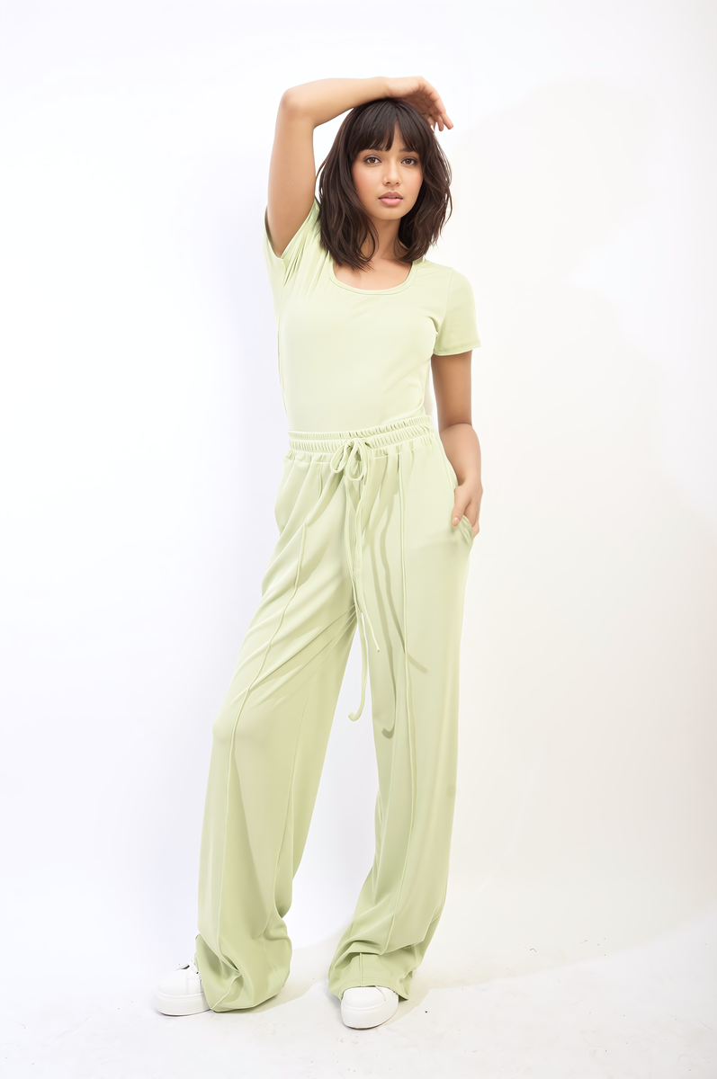 Short Sleeve BodySuit and High Waist Drawstring Trouser Co-ord Set-3