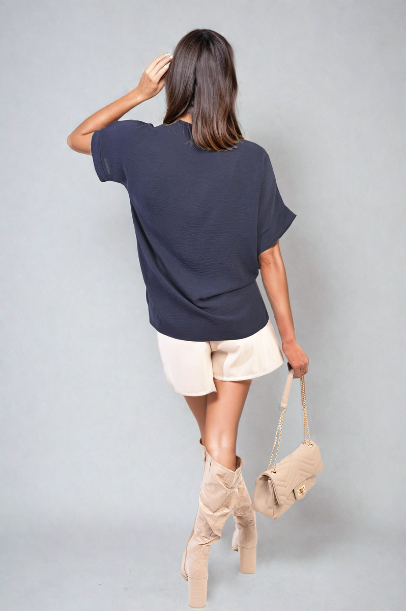 V-Neck Twist Front Top-7