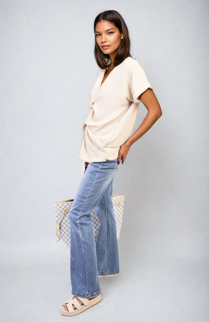 V-Neck Twist Front Top-2