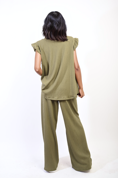 Ruffle Trim Top and Wide Leg Trouser Co-ord Set-9