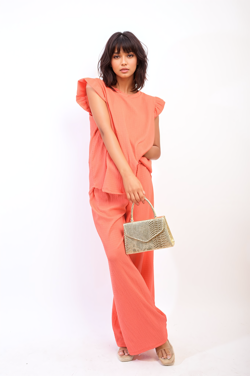 Ruffle Trim Top and Wide Leg Trouser Co-ord Set-7