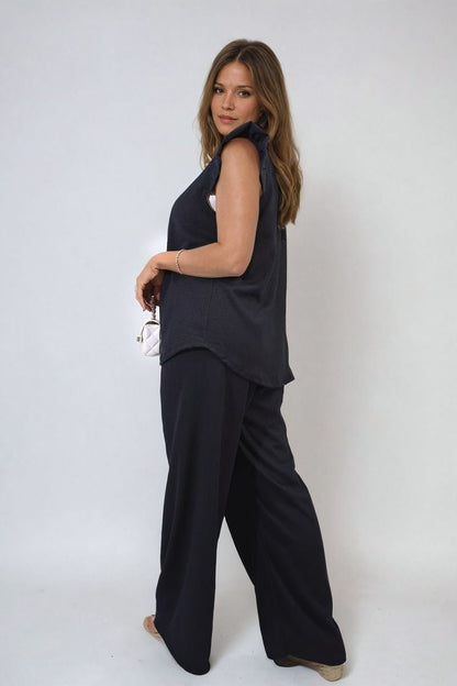 Ruffle Trim Top and Wide Leg Trouser Co-ord Set-1
