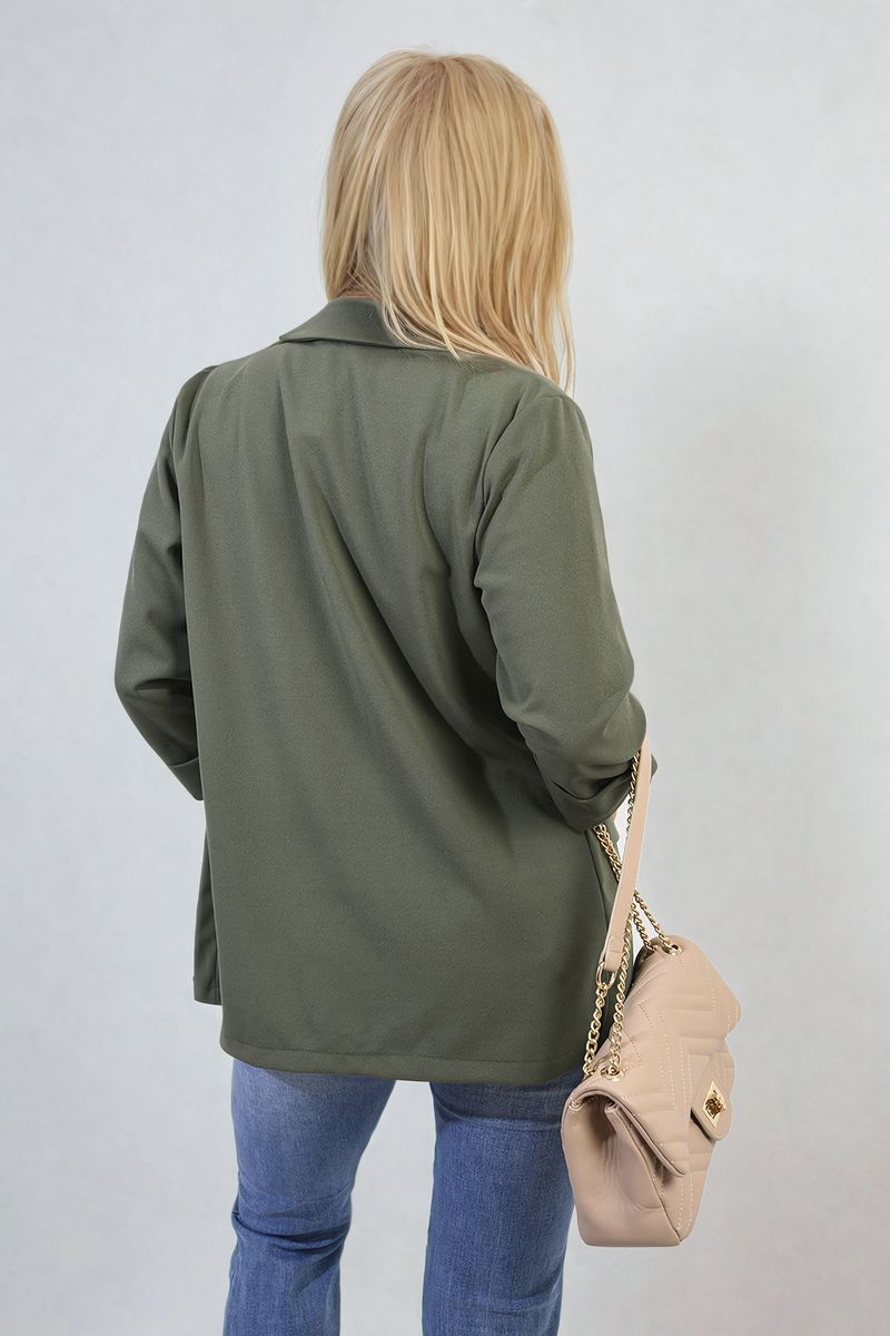 Longline Open Front Blazer Jacket with Front Pockets-9