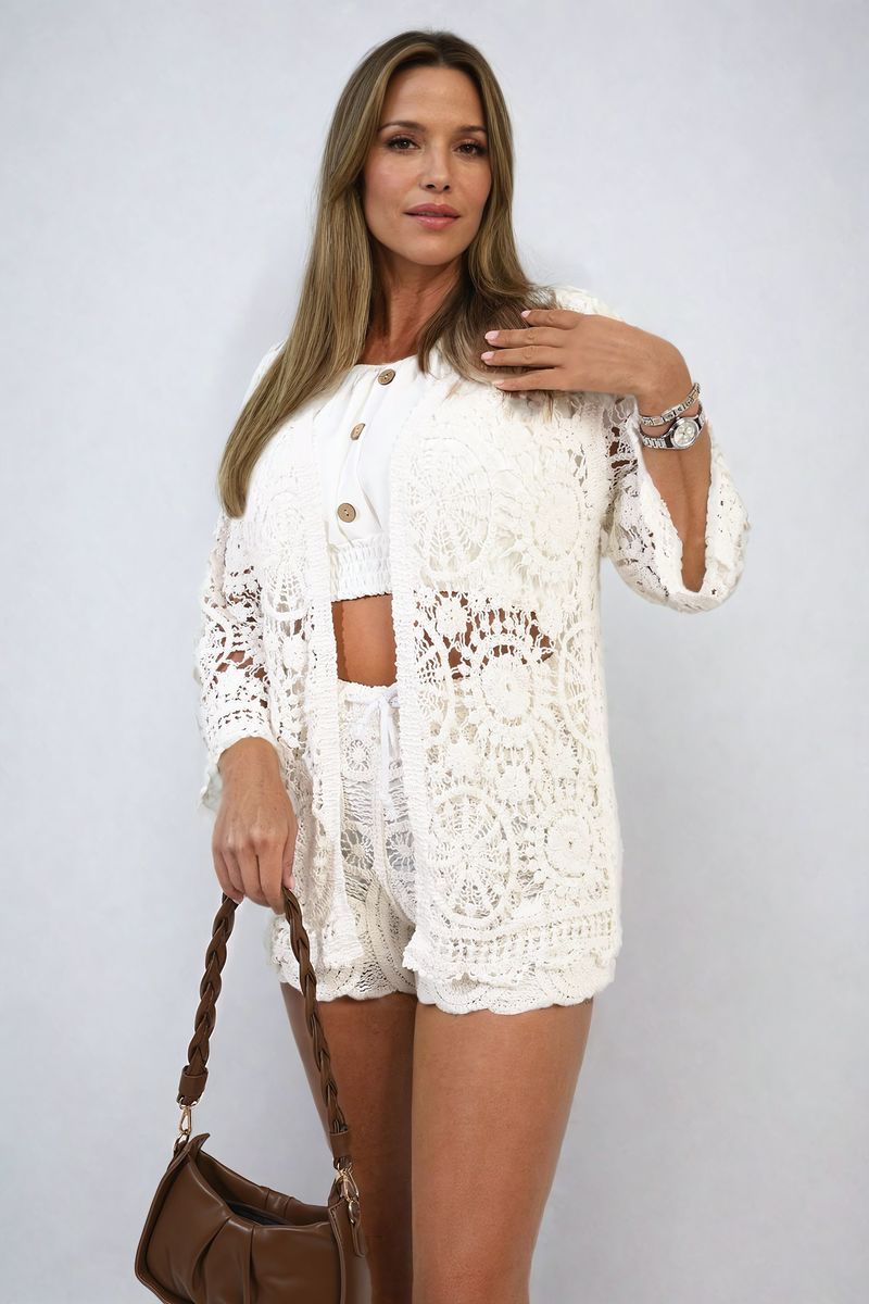 Open Front Crochet Cardigan-5