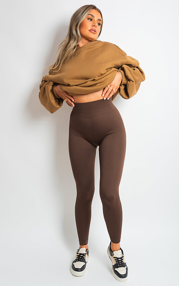 Lightweight High Waisted Rib Curvy Leggings-1