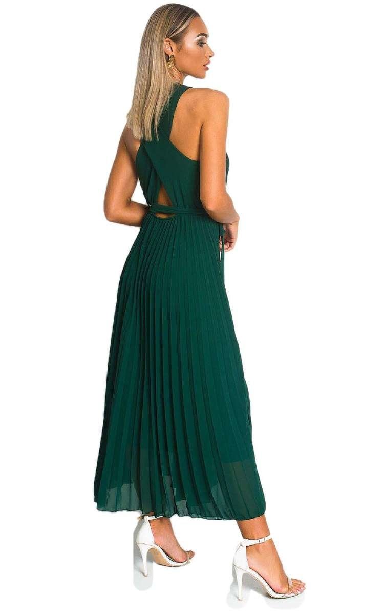 Pleated Crossover Maxi Dress-11