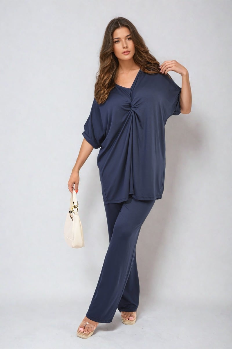 Twist Front Plunge Neckline Top and Trouser Co-ord Set-6